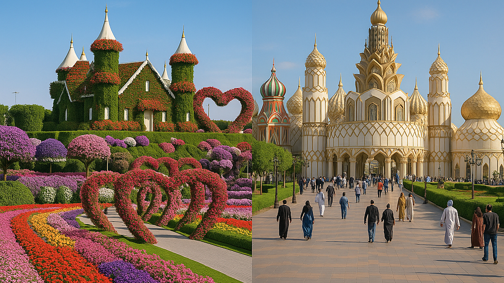 Парк цветов Dubai Miracle Garden и мультикультурный парк Global Village