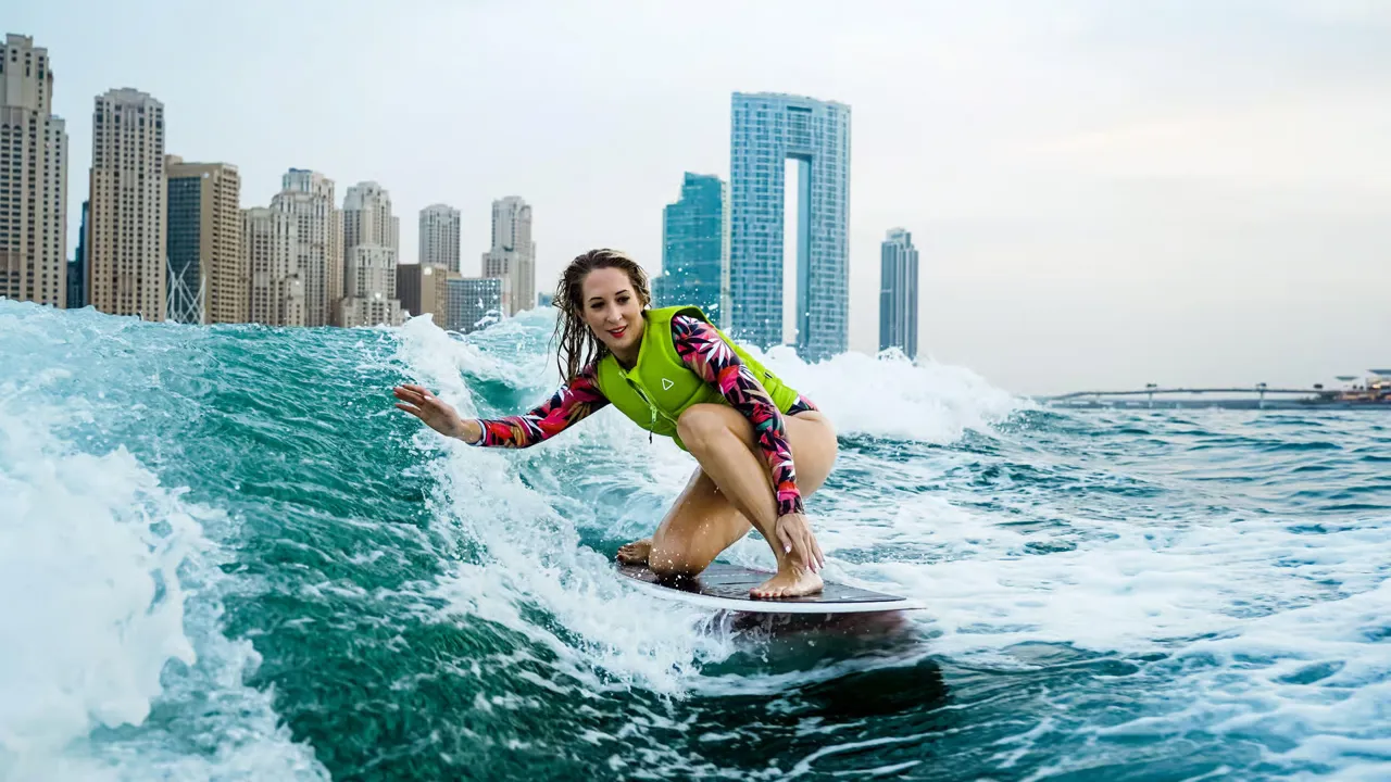 Wakesurfing from Dubai Marina